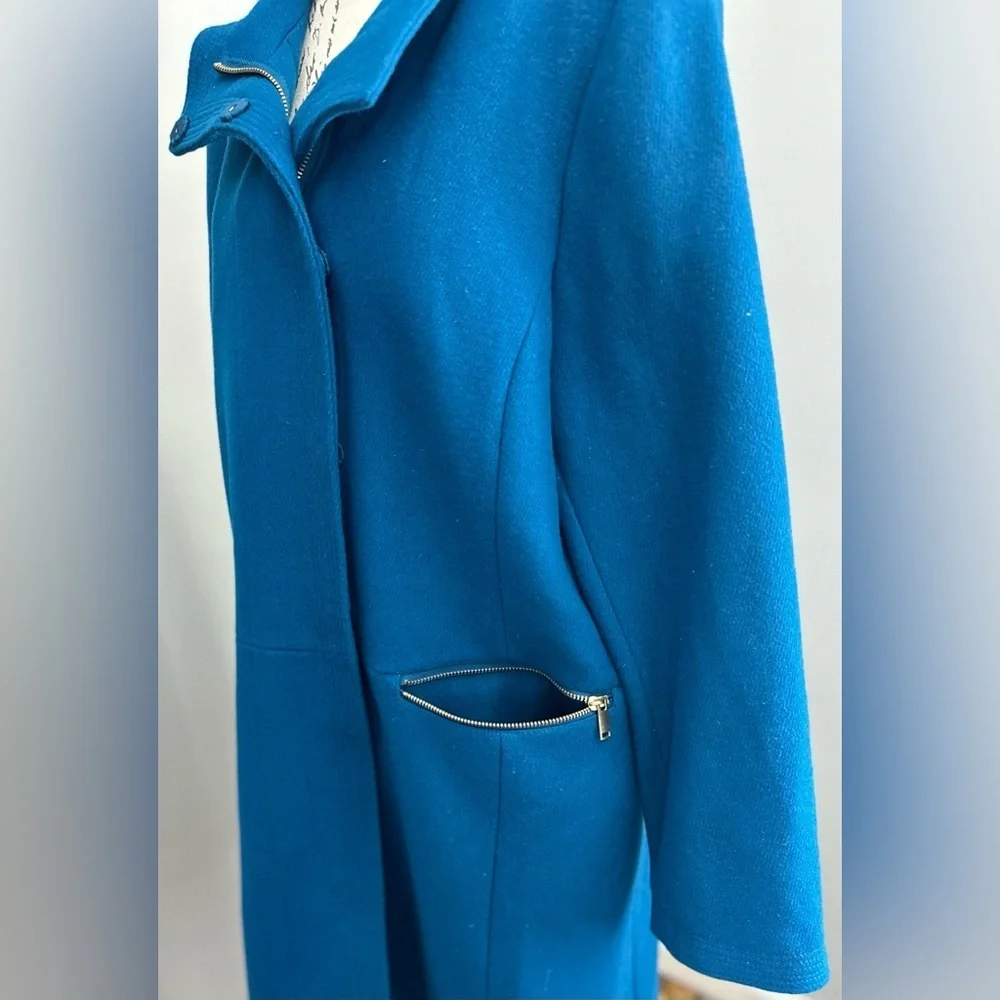 ππWarm Navy Blue Wool-Blend Coat with Stand Collar ππ - Picture 8 of 13